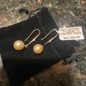 Elegant Gold South Sea Pearl Drop Earrings